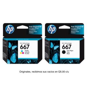 Cartucho hp 667 color y negro originales