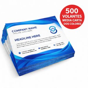 500 volante media carta 5.5" x 8.5" en papel bon dos color