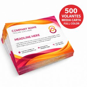 500 volante media carta full color