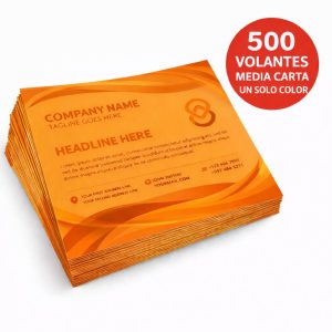 500 volante media carta 5.5" x 8.5" un color