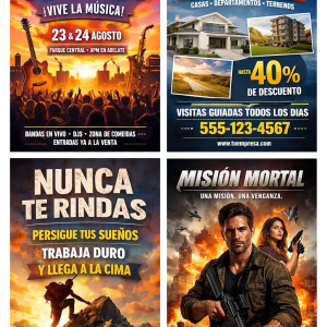 1000 afiches y poster doble carta full color